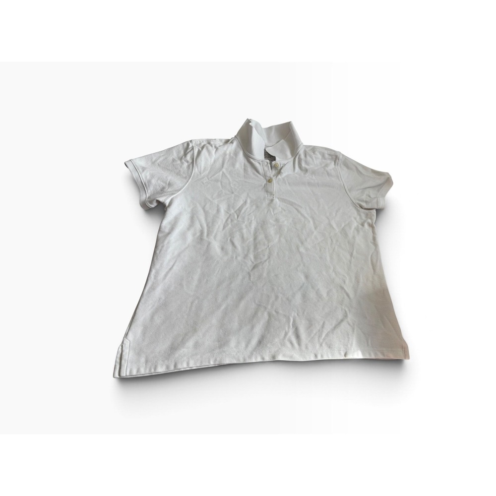 LL Bean Polo Shirt XL White Relaxed Fit Pique Cotton Short Sleeve Classic